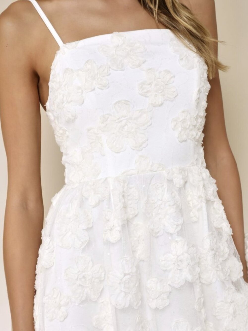 Lulus Delightful Charisma White Embroidered Sequin Mesh Midi Dress​ NWT - Picture 4 of 8